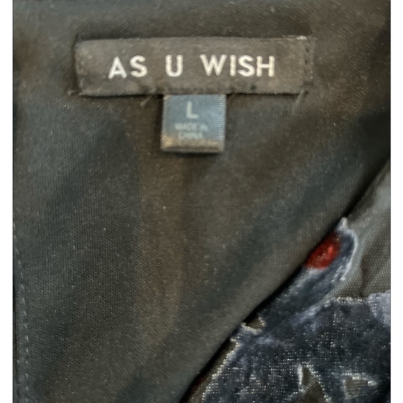 As U Wish Black Floral Velvet Sheer Longsleeve Romper Size L - Picture 5 of 10